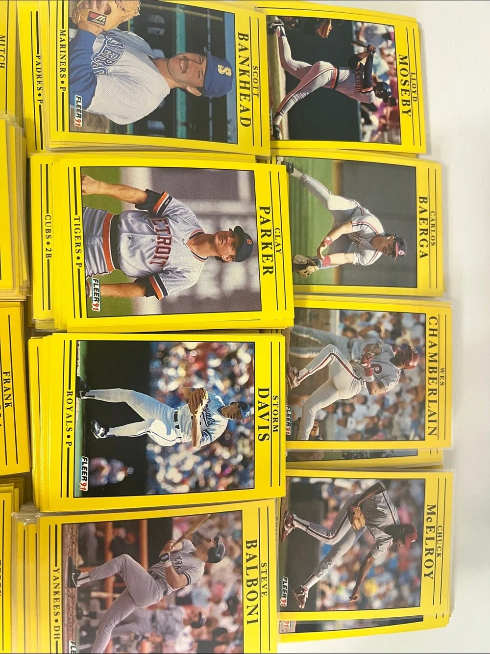Vintage Fleer 1991 Baseball Card Lot - Yellow Border (300+)
